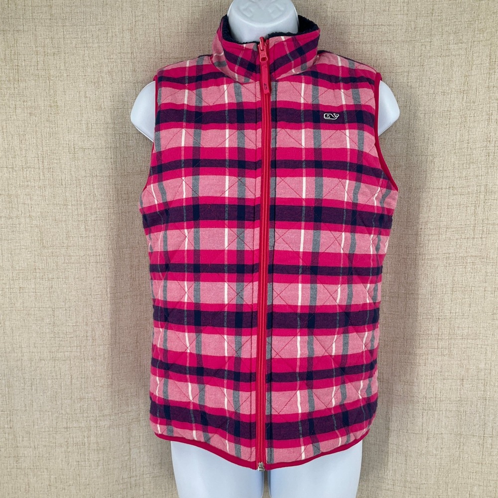 Vineyard Vines Girls Sz 16 XL‎ Reversible Quilted Sherpa Fleece Puffer Vest
